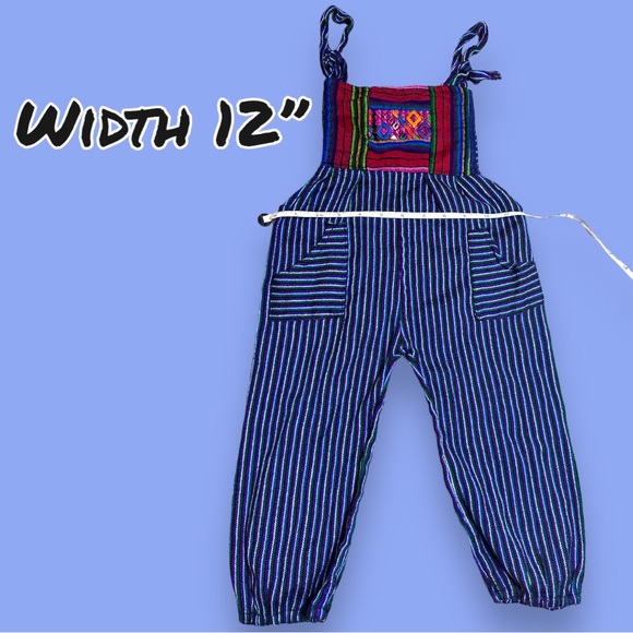 EUC Children’s Woven Multi-Color Striped Knit Romper. Adjustable Size 2-3T - Picture 4 of 8